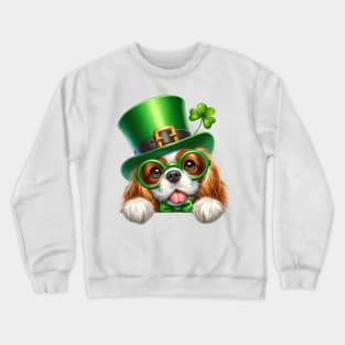 St Patricks Day Peeking Cavalier King Charles Spaniel Dog Crewneck Sweatshirt